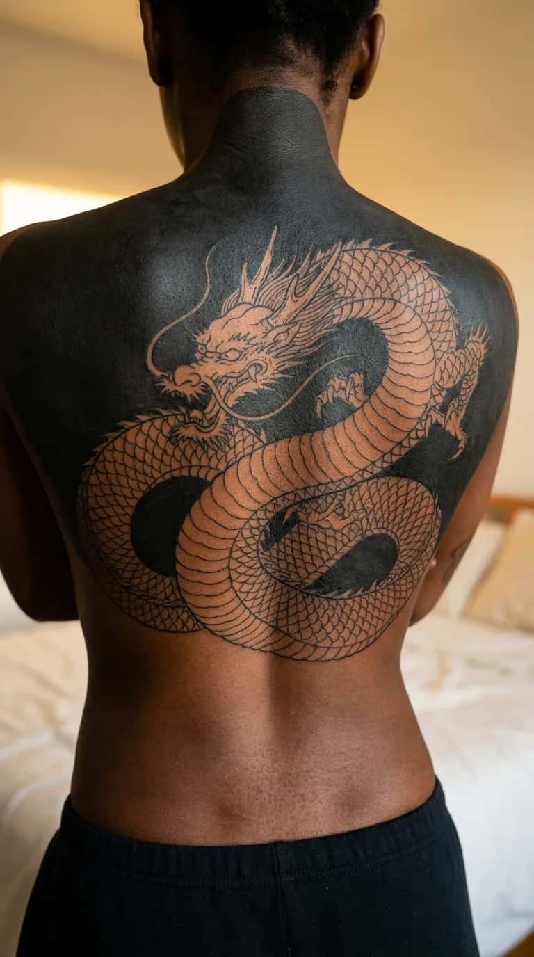 Blackout tattoo idea — negspace darkskin
