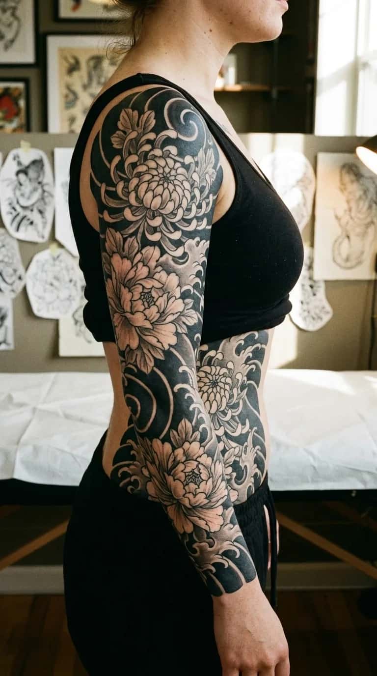 Blackout tattoo idea — negative space side