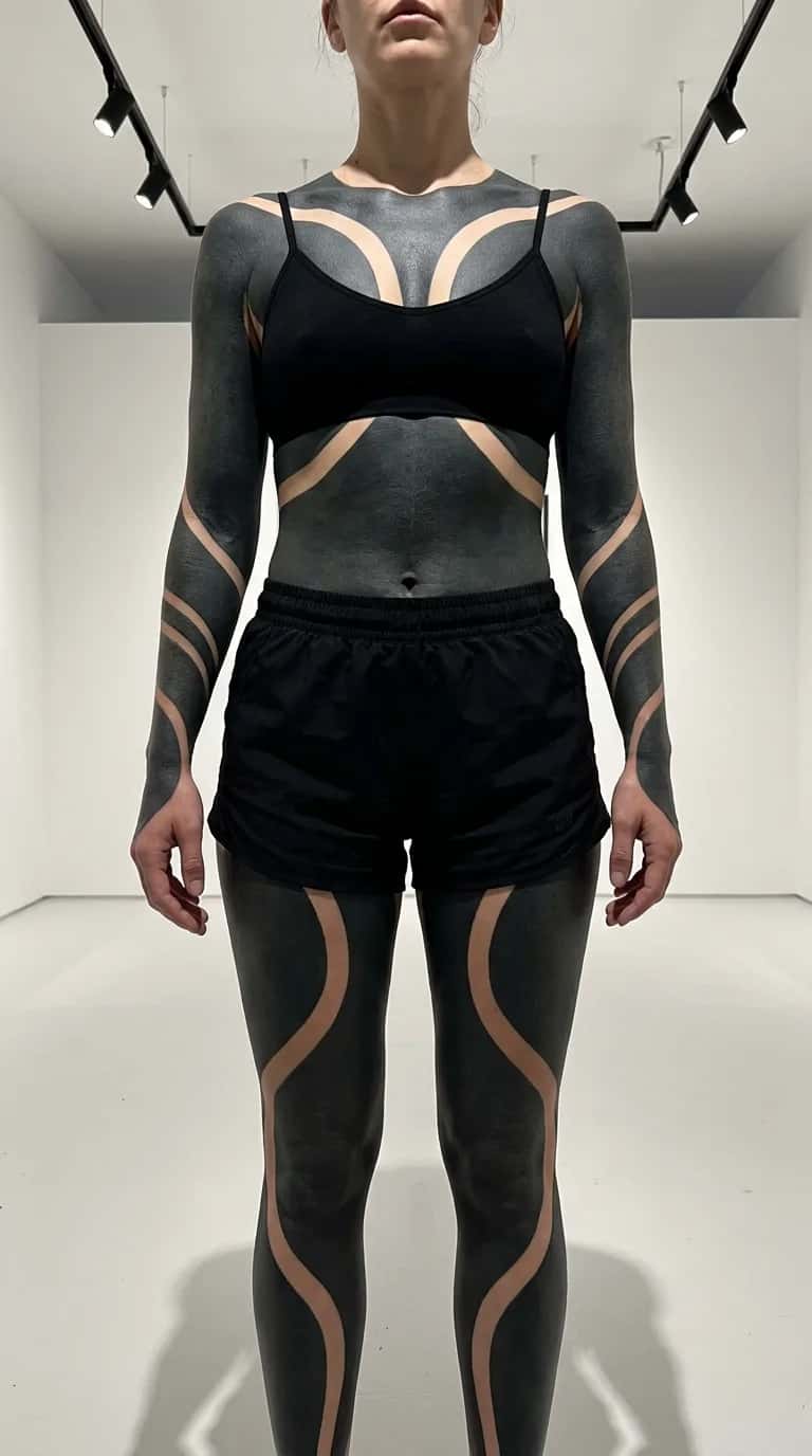 Blackout tattoo idea on a woman — organic