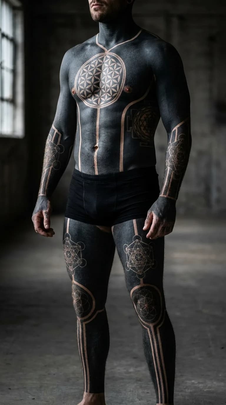 Daniel's completed blackout bodysuit