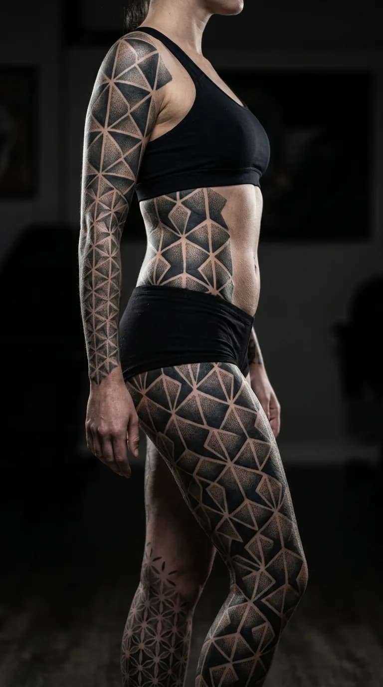 Yuki's geometric bodysuit