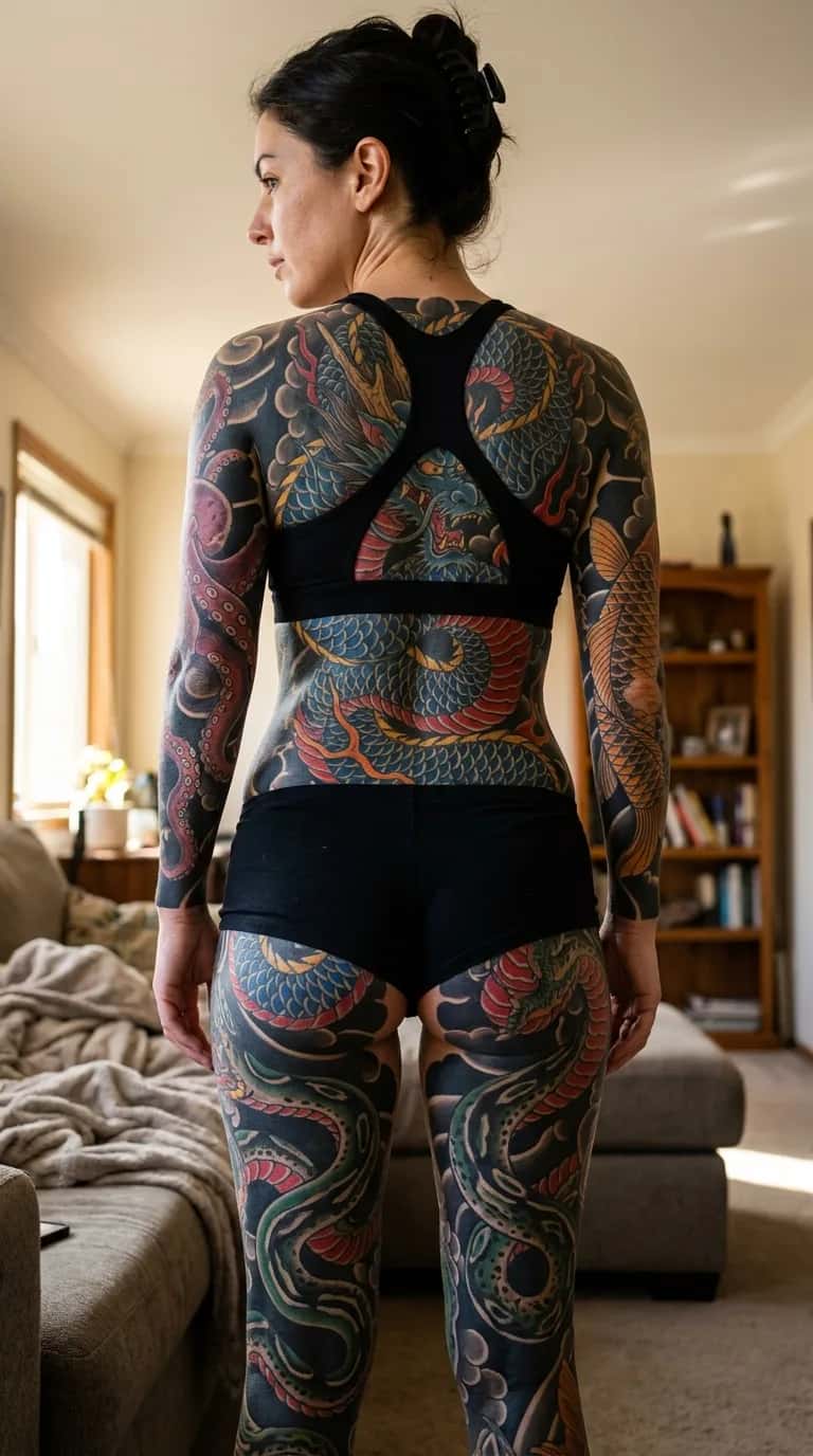 Japanese (Irezumi) tattoo idea on a woman — ocean