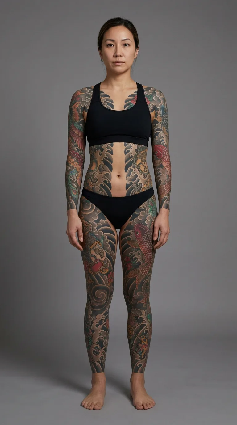 Irezumi full bodysuit generated with Inkeify