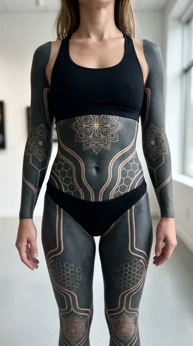Geometric tattoo idea on a woman