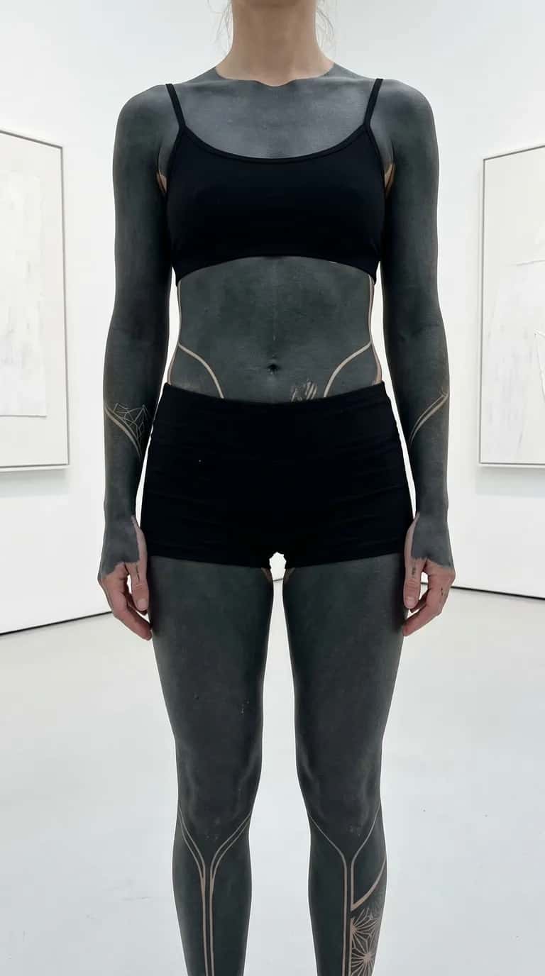 Blackout tattoo idea on a woman — total
