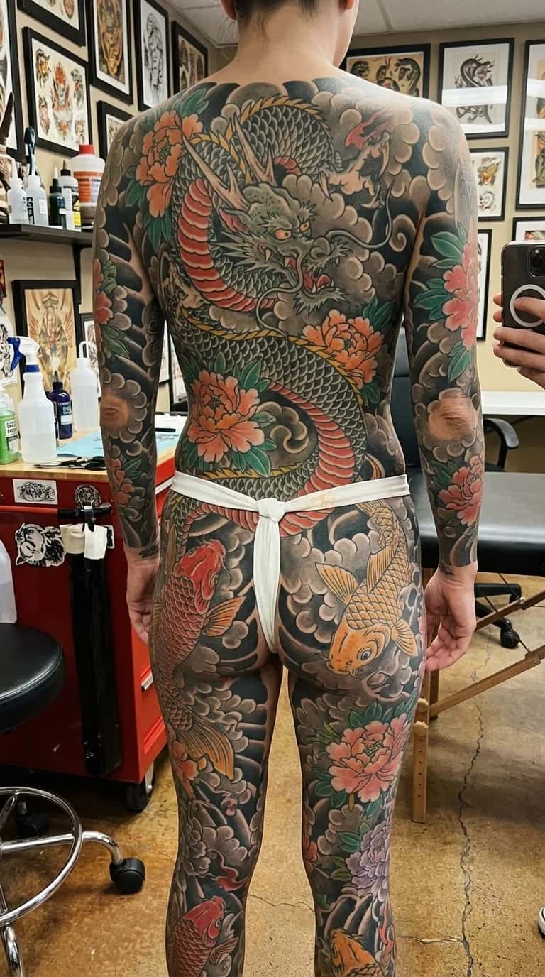 Japanese (Irezumi) tattoo idea on a woman — fundoshi studio
