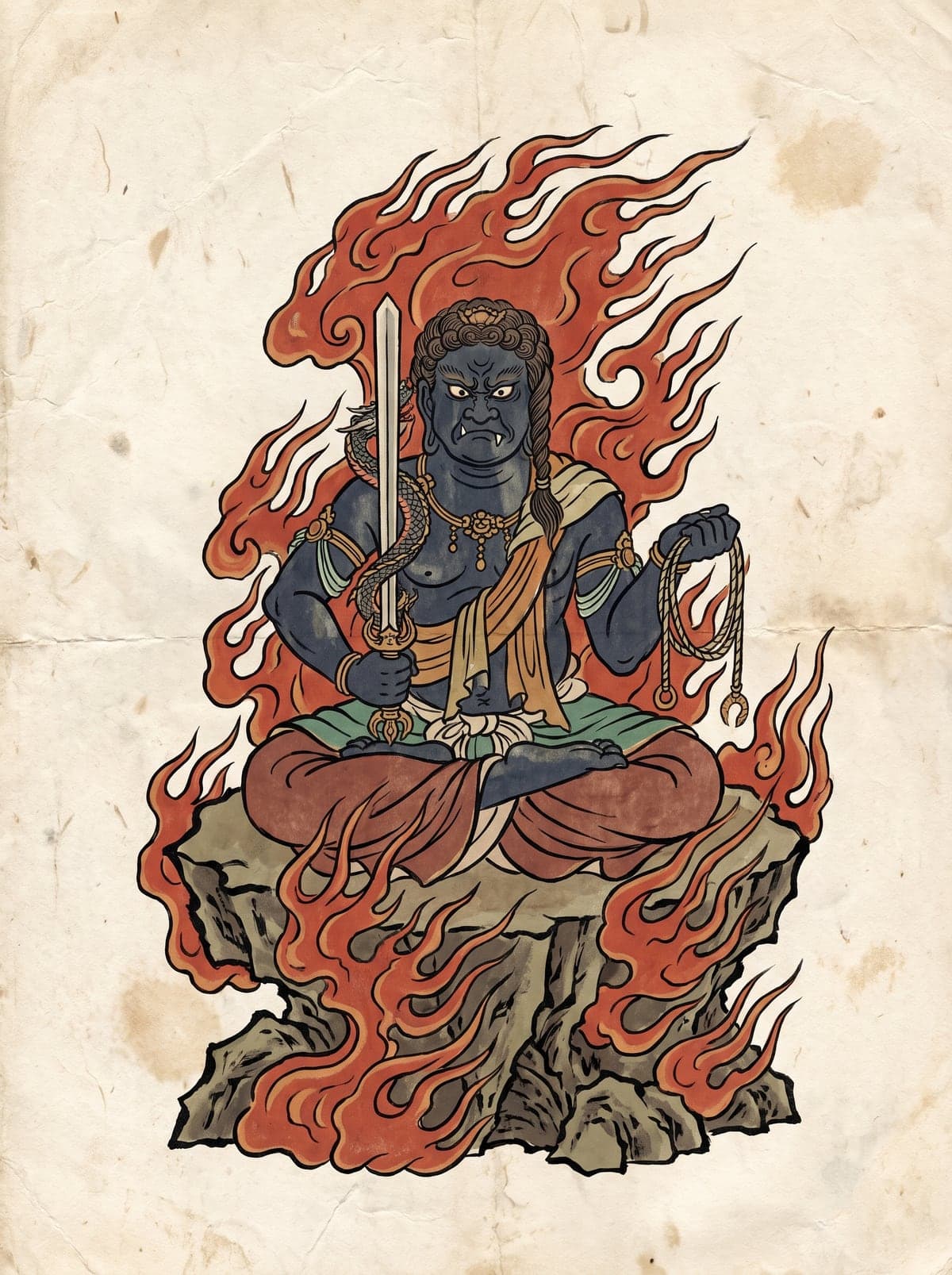 Fudo Myoo (Fudō Myōō) irezumi art plate