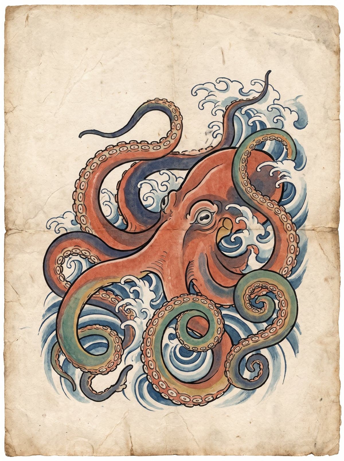 Octopus (Tako) irezumi art plate