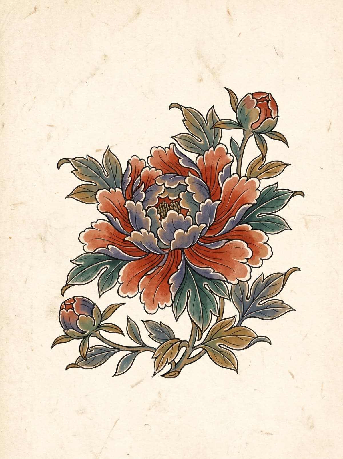 Peony (Botan) irezumi art plate