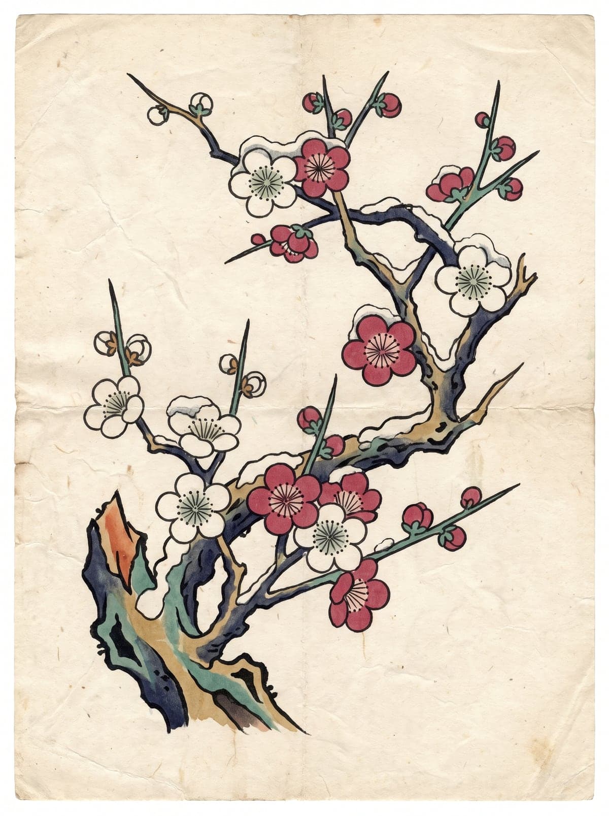 Plum Blossom (Ume) irezumi art plate