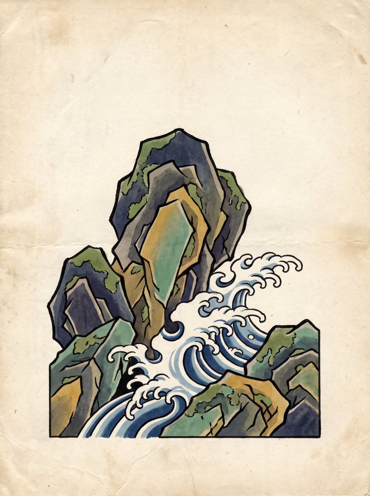 Rocks (Iwa) irezumi art plate