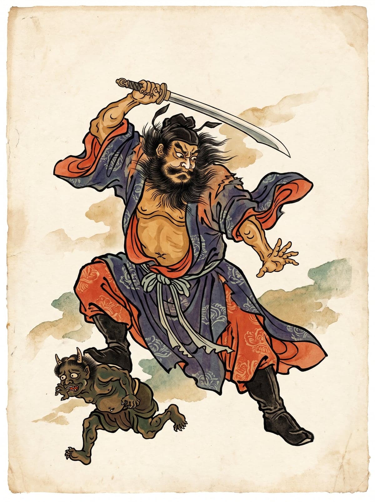 Shoki the Demon Queller (Shōki) irezumi art plate