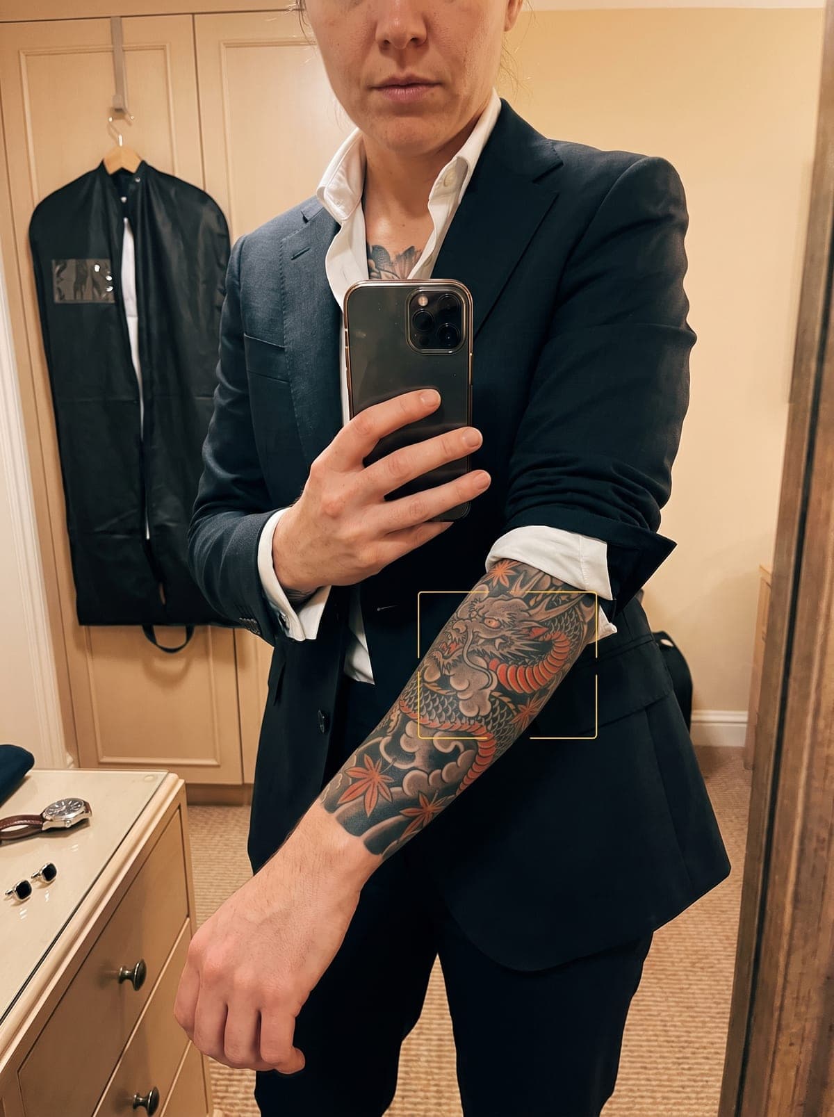 Japanese (Irezumi) 3/4 sleeve tattoo — three-quarter sleeve covering shoulder to mid-forearm