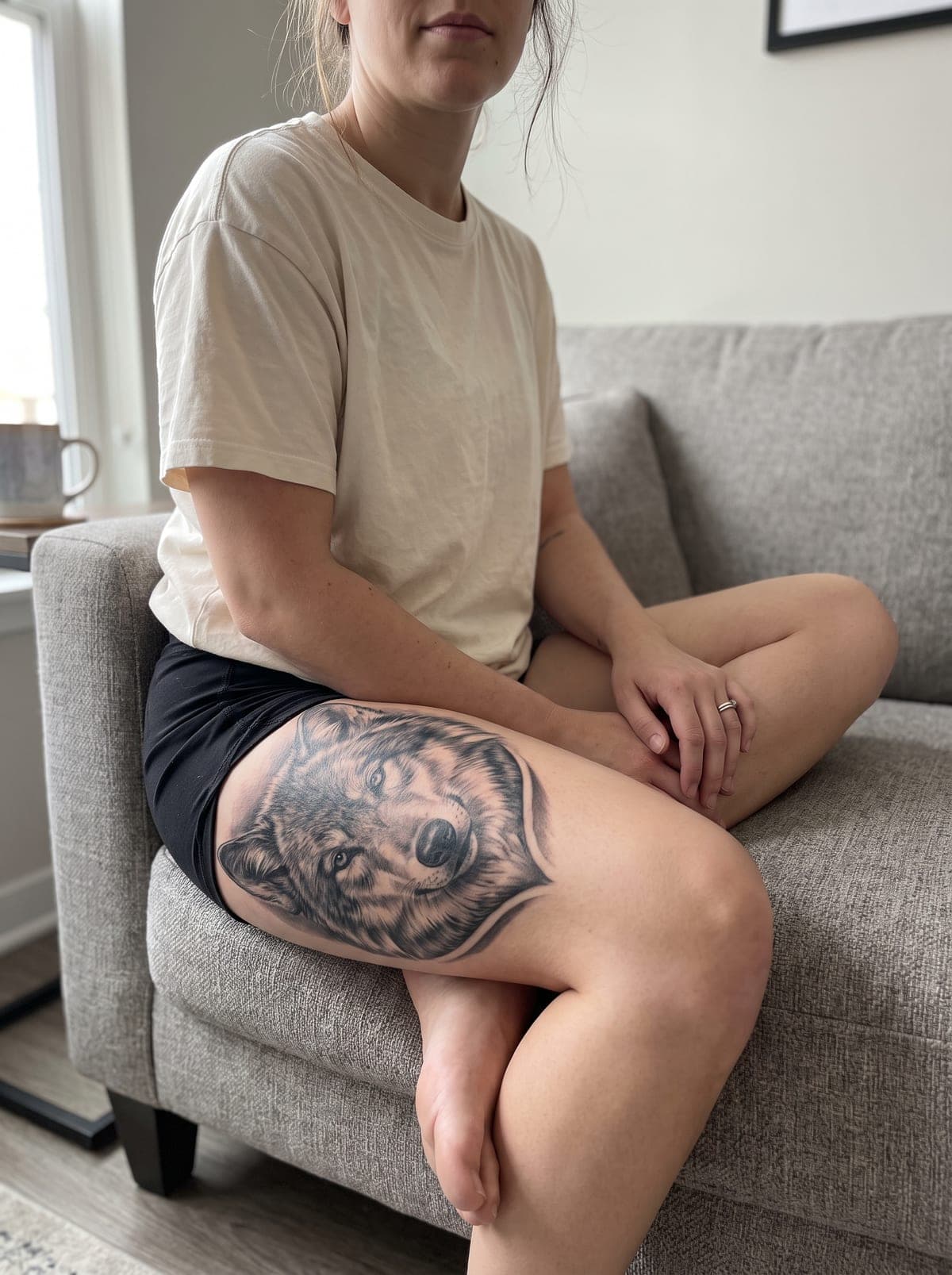 Realism thigh tattoo — thigh piece from hip to above the knee